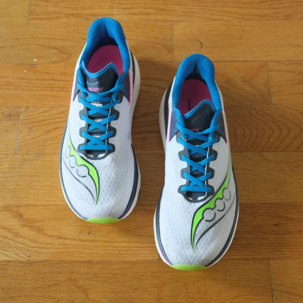 Saucony Endorphin Speed 2 Men White Blue Lime Neon Running Shoes 10.5 S20688-40